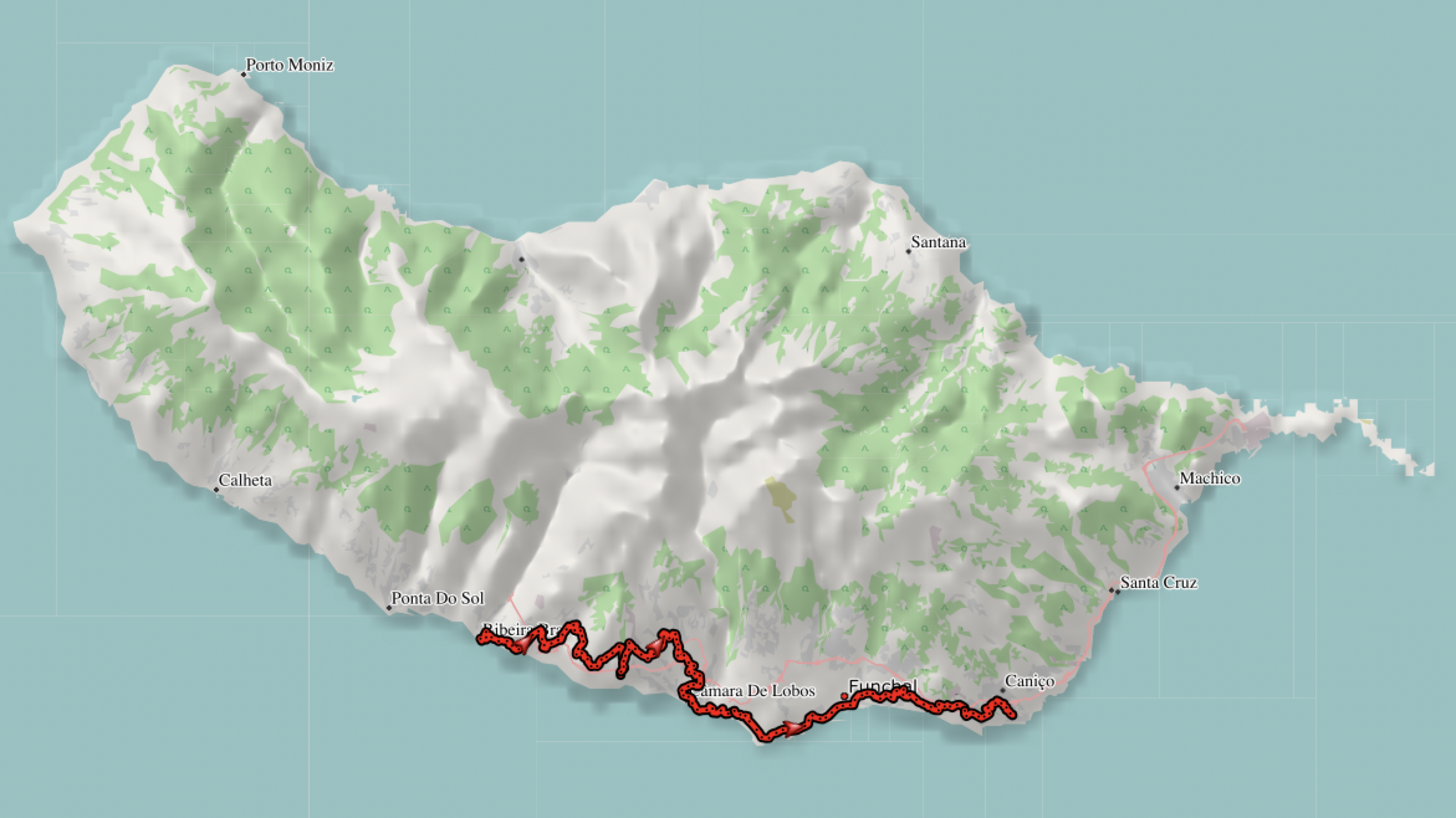 Karte der Ribeira Brava Tour