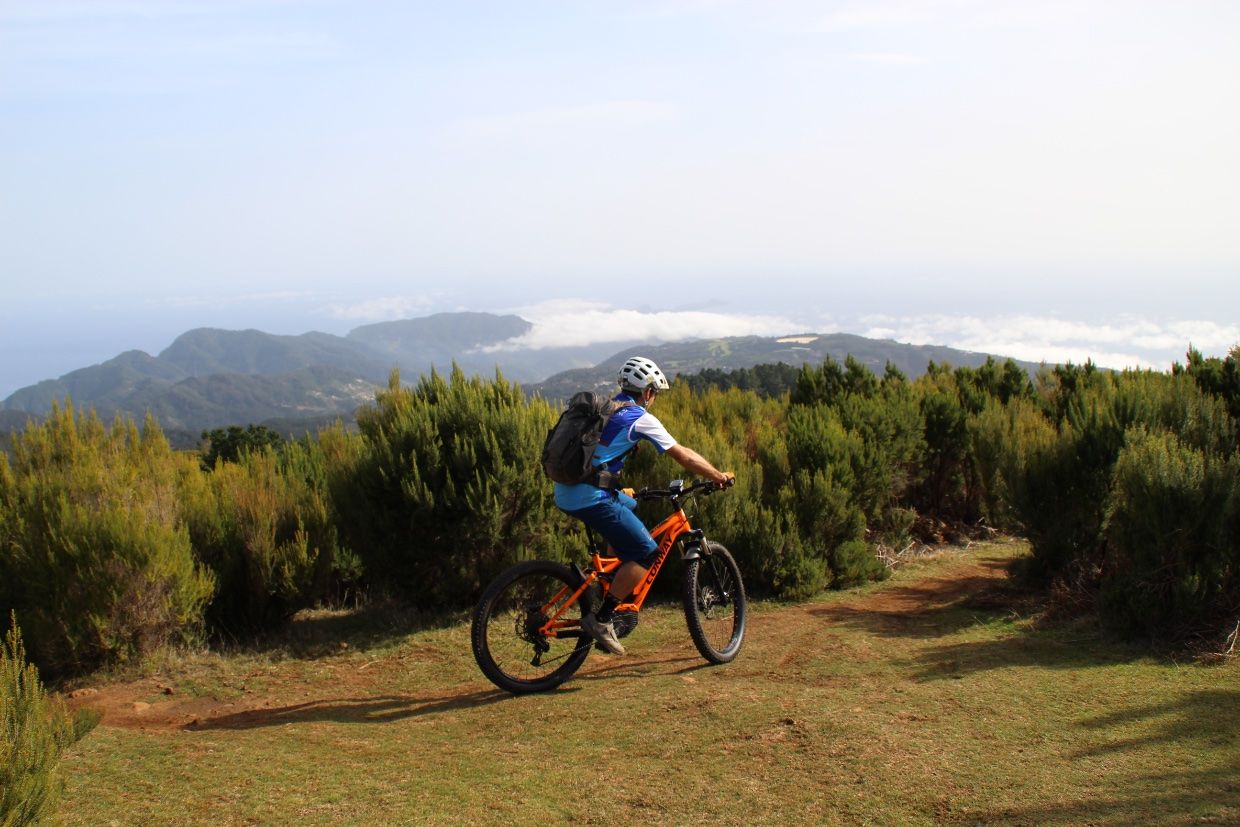 Biker on a high plateau